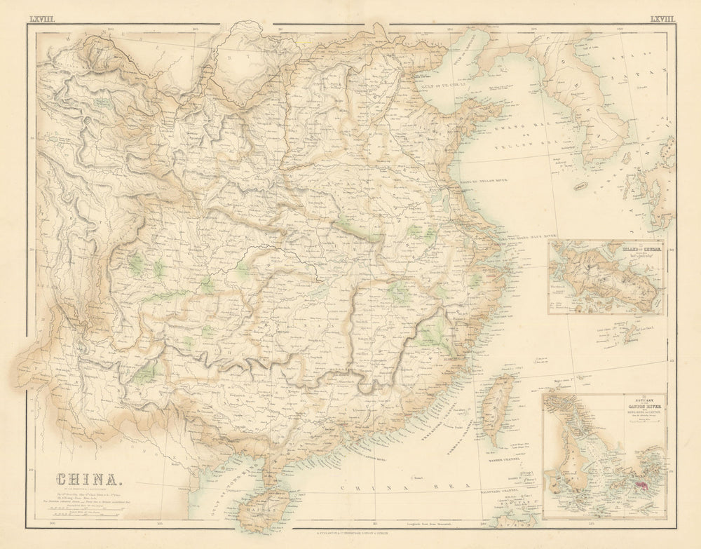 China. Great Wall. Pearl River delta, Hong Kong, Guangzhou. FULLARTON c1863 map