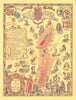 Carte des vins de Bourgogne. Burgundy wine region illustrated map c1972