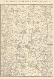 GREAT NORTHERN RAILWAY 1. London to Grantham & Nottingham. WELLER 1864 old map