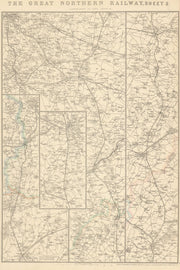GREAT NORTHERN RAILWAY 2. Grantham to York, Leeds & Sheffield. WELLER 1864 map