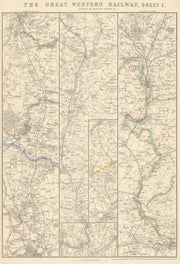 GREAT WESTERN RAILWAY 1. London to Windsor, Reading & Oxford. WELLER 1864 map