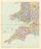 South Wales & S. West England. Devon Cornwall Somerset 62x51cm STANFORD 1904 map