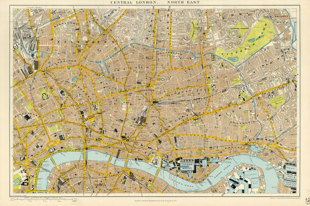 Central London N.E. City Clerkenwell Islington Hackney. STANFORD 1904 old map