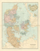 Denmark, Schleswig & Holstein. Iceland Bornholm. Large 66x52cm STANFORD 1904 map