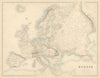 Europe showing North German Confedration by G.H. FULLARTON c1863 old map