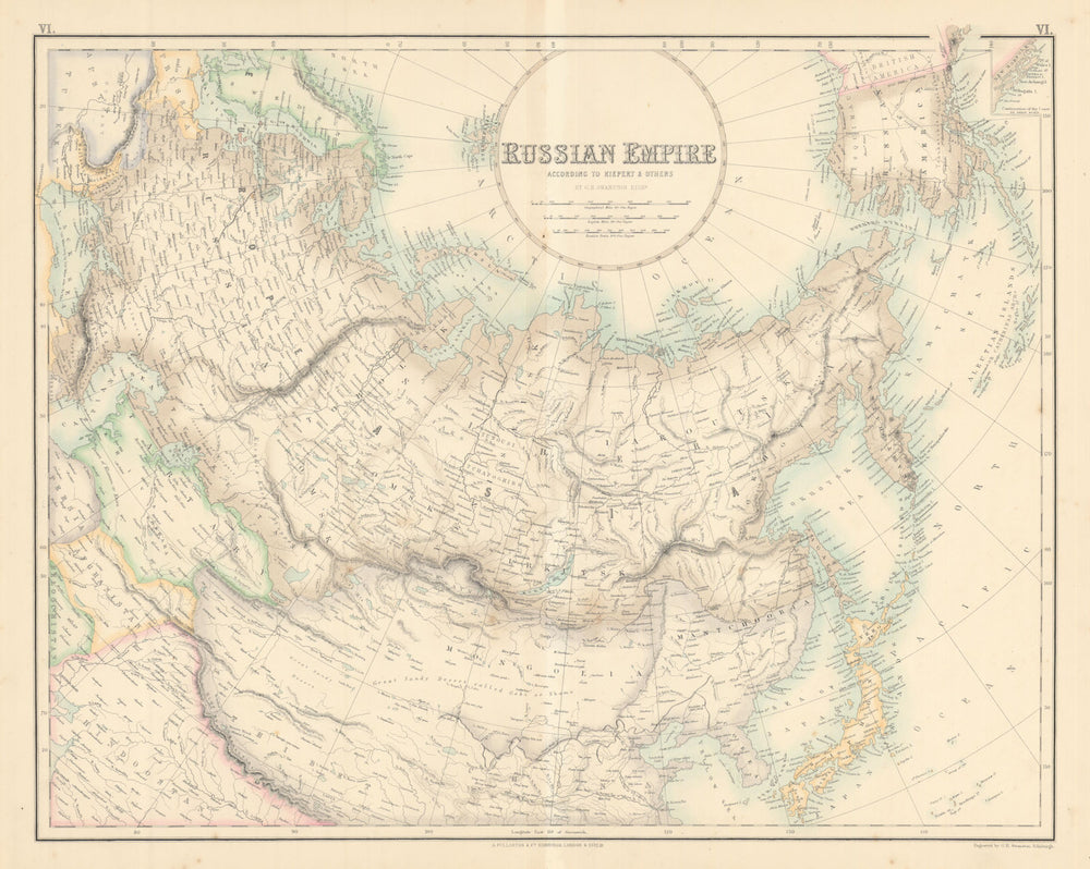 Russian Empire according to Kiepert. Siberia & Central Asia. FULLARTON c1863 map