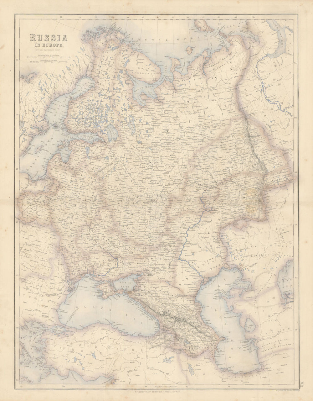 Russia in Europe. Ukraine Caucasus Finland Poland Baltics. FULLARTON c1863 map