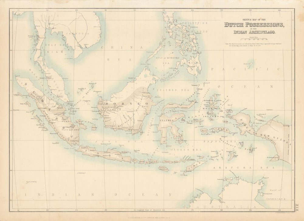 Sketch Map of the Dutch Possessions in the Indian Archipelago. Indonesia c1863