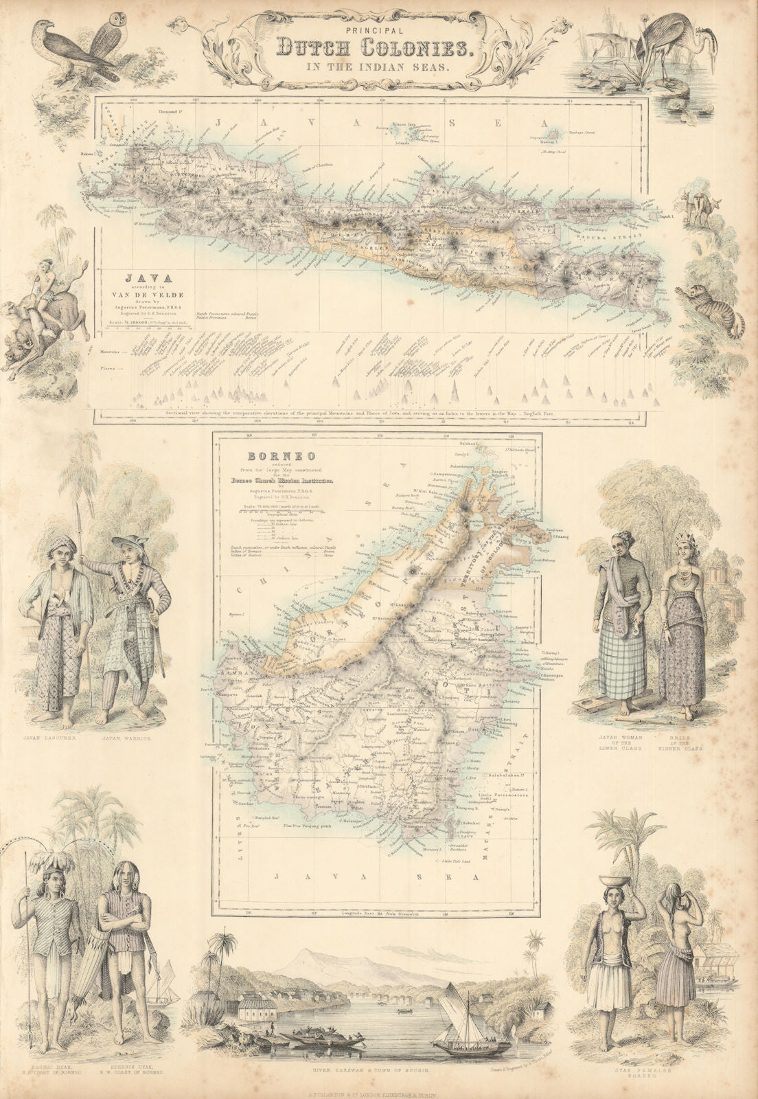 Dutch Colonial Maps Java Principal Dutch Colonies in the Indian Seas. Java & Borneo. Indonesia ...