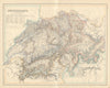 Switzerland with table of highest alpine peaks & passes. FULLARTON c1863 map