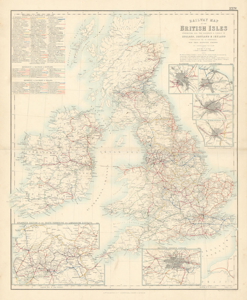 British Isles Railway Map. Channel Tunnel & two Forth crossings u/c! c1863