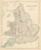 England & Wales showing counties and regions. FULLARTON c1863 old antique map