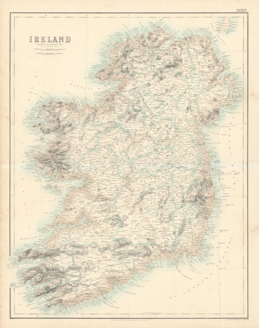Ireland according to the Government Survey by SWANSTON / FULLARTON c1863 map