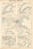 Irish Ports & Harbours. Dublin Londonderry Belfast Cork Waterford c1863 map