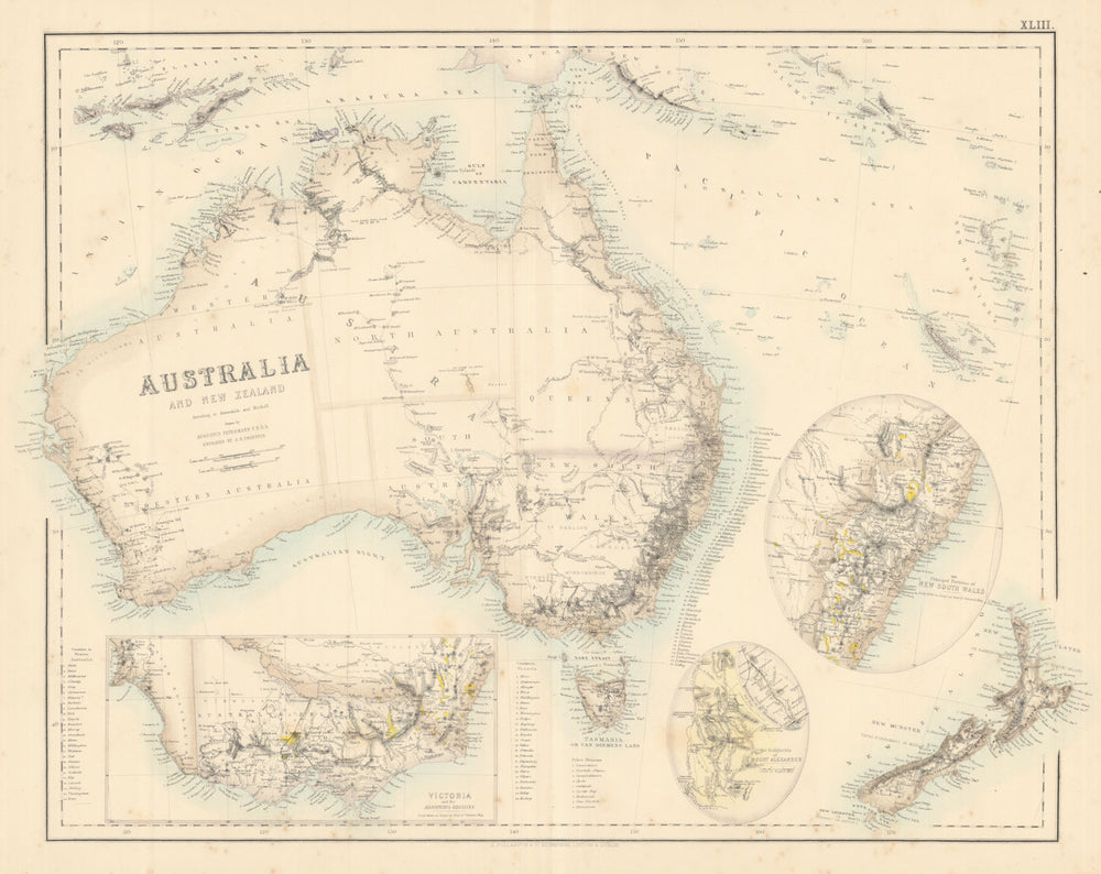 Australia & New Zealand. Victoria & New South Wales. FULLARTON c1863 old map