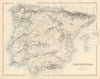Spain and Portugal by SWANSTON / FULLARTON. Iberia c1863 old antique map chart