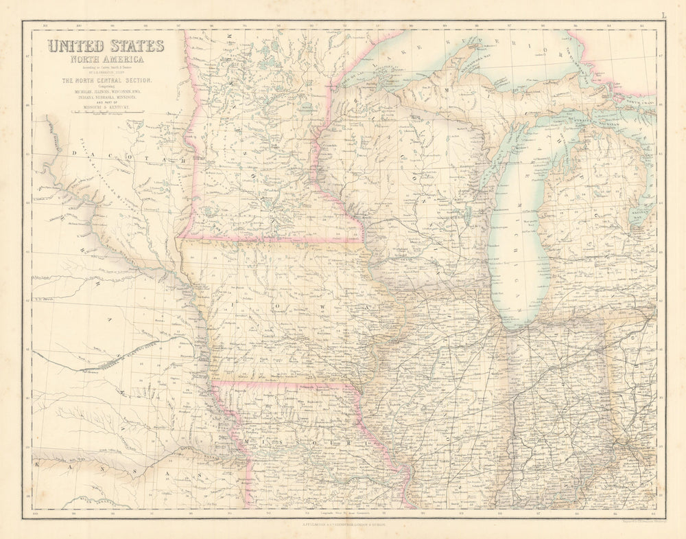 United States Midwest. Dacotah Minnesota Wisconsin Iowa. FULLARTON c1863 map