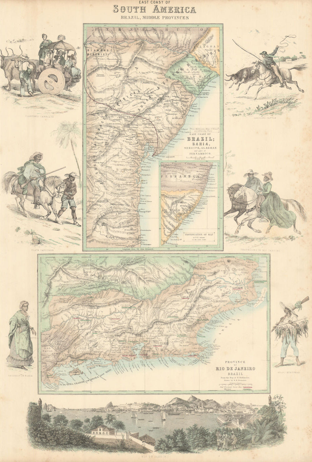 Brazil. South America East Coast. Bahia. Rio de Janeiro. FULLARTON c1863 map