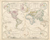 Hemisphaeren. The World in Hemispheres. Stein/Heck 1858 old antique map chart
