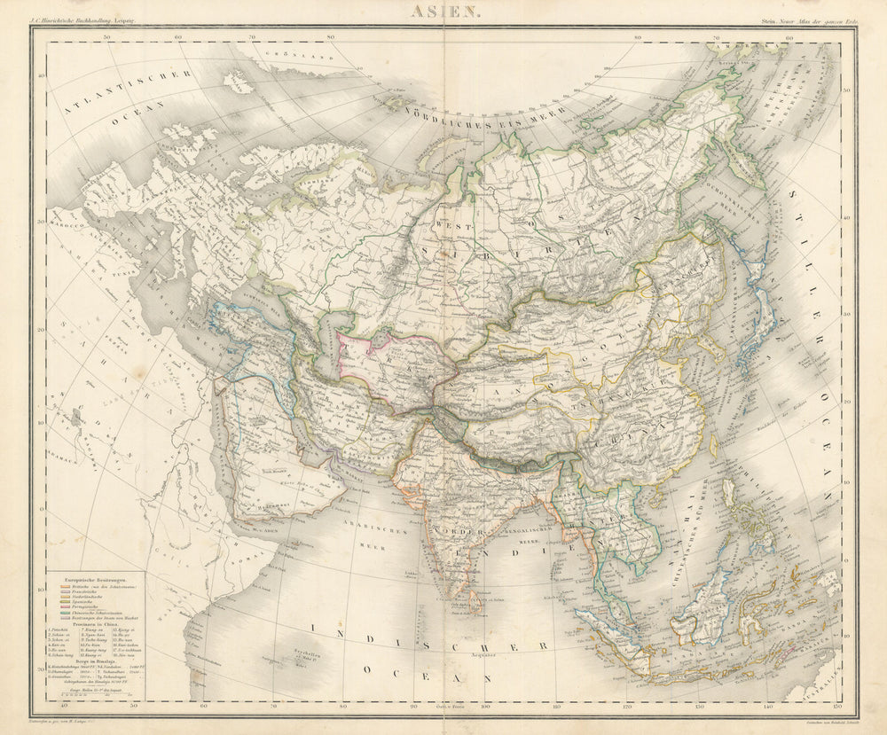Asien. Asia. Sultanate of Oman in Persia & Pakistan. Stein/Lange 1858 old map
