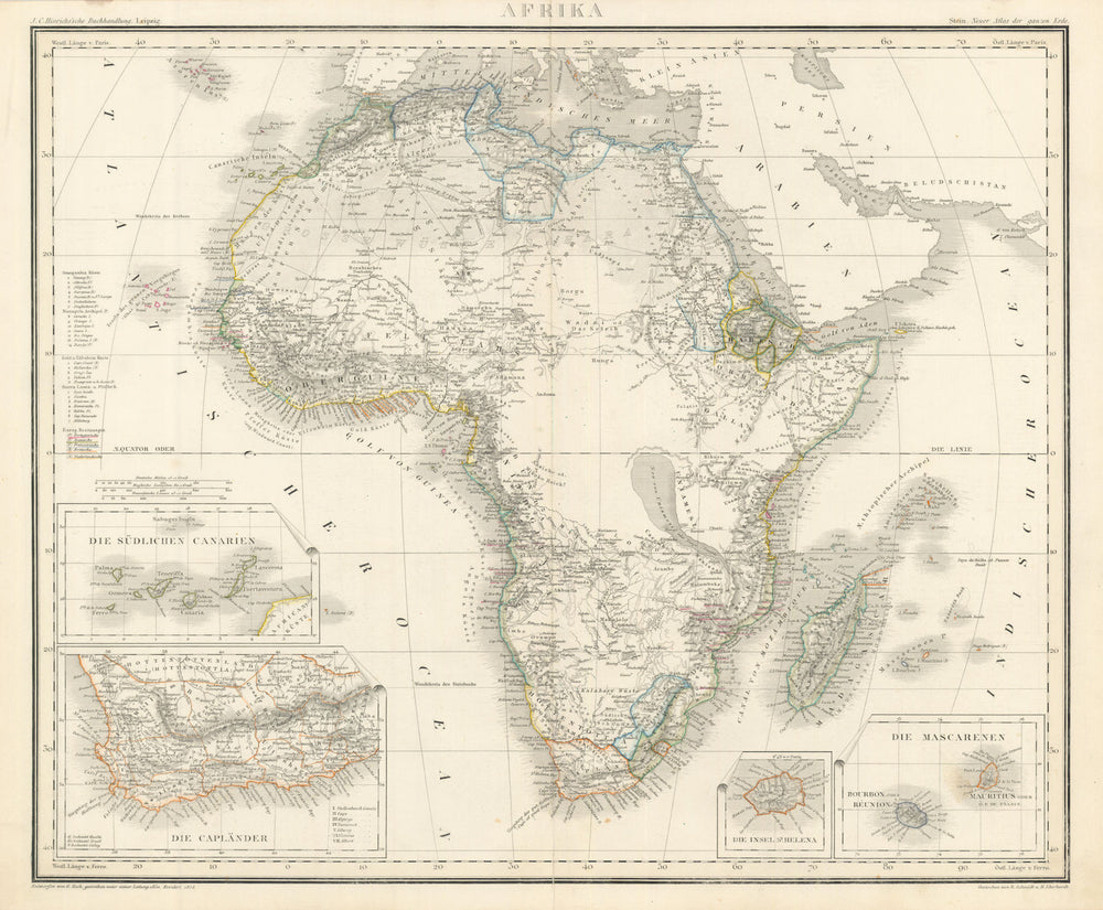 Afrika. Proto-colonial Africa. European coastal presence. Stein/Heck 1858 map