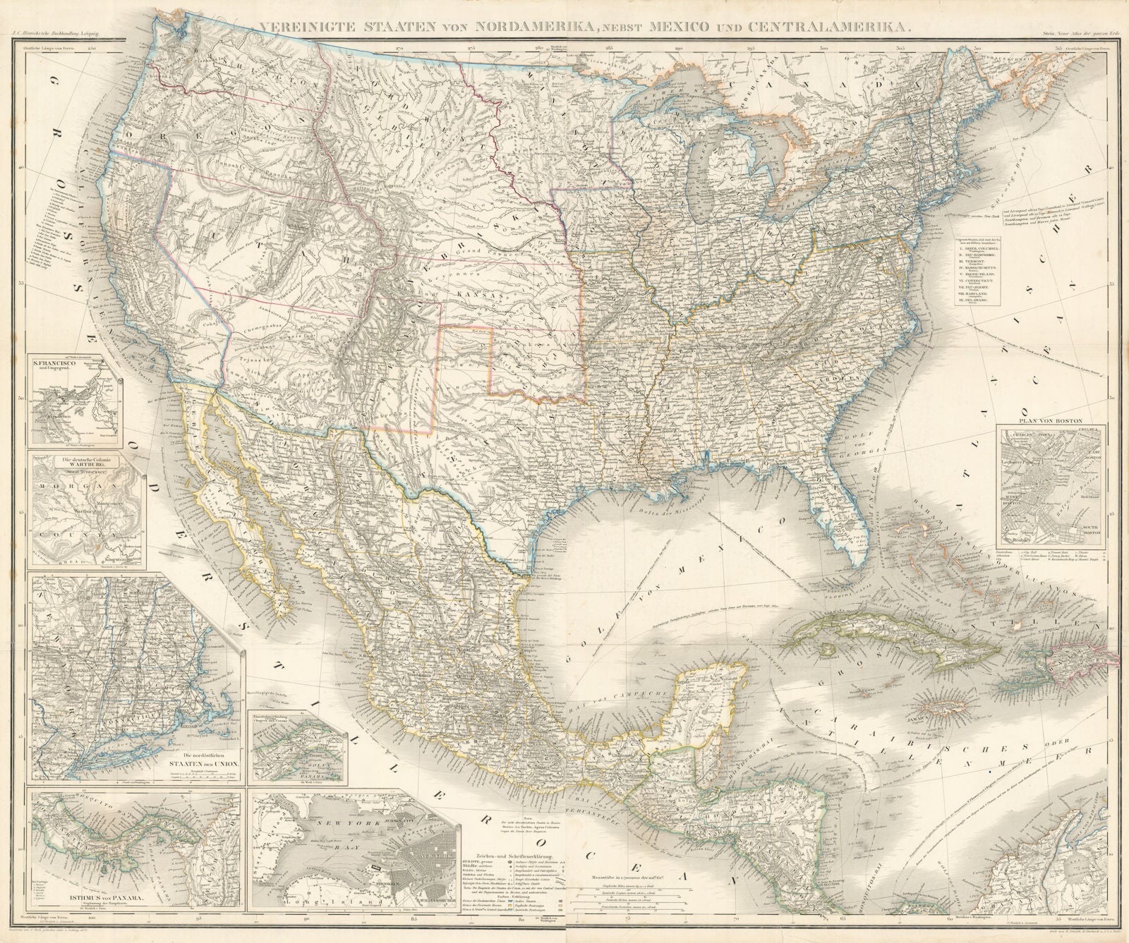 Vereingte Staaten By Stein Heck Civil War USA German Colonies 1858 Vereingte Staaten By Stein Heck Civil War USA German Colonies 1858