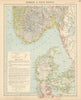 SCANDINAVIA. Denmark & Southern Norway. Lighthouses Railways. LETTS 1892 map