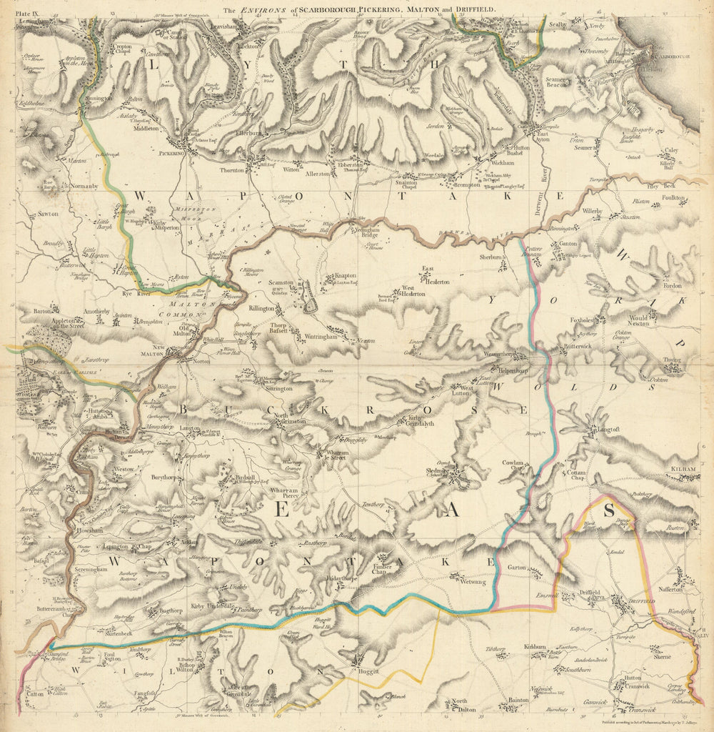 North York Moors & Yorkshire Wolds. Scarborough & Pickering. Jefferys 1772 map