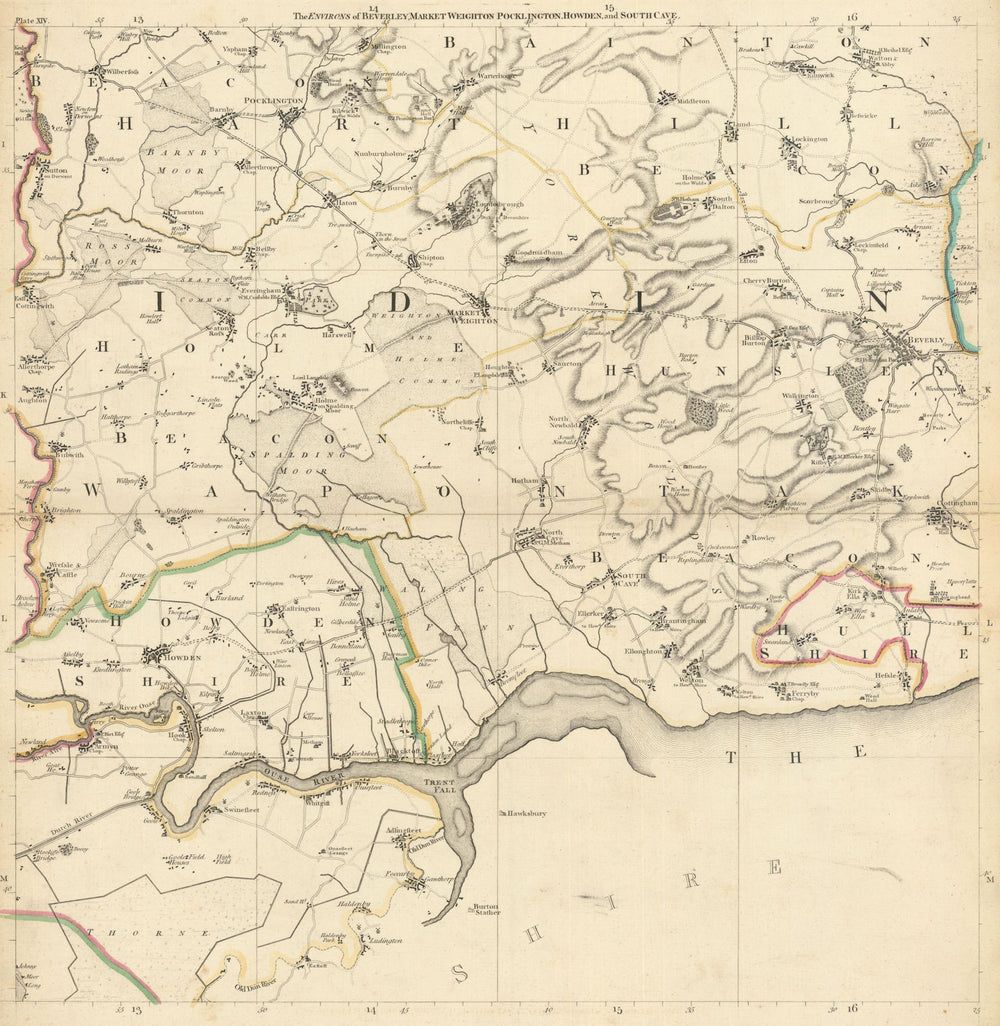 East Yorkshire Wolds. Beverley, Market Weighton & Howden. T. Jefferys 1772 map