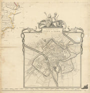 A Plan of the City of York by Thomas Jefferys. Yorkshire town city plan 1772 map