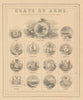 US States Coats of Arms. ME NH VT MA RI CT NY PA NJ DE MD OH IN MI 1865 print