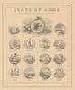 US States Coats of Arms. ME NH VT MA RI CT NY PA NJ DE MD OH IN MI 1865 print
