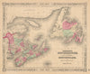 Johnson's New Brunswick, Nova Scotia, Newfoundland & Prince Edward Id. 1865 map