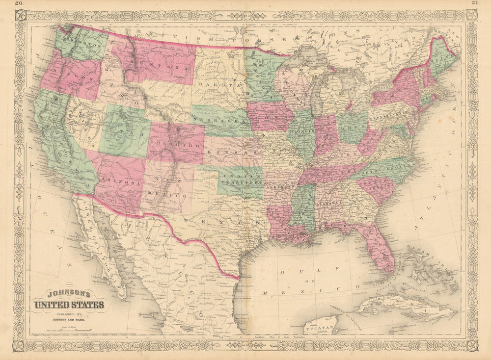 Johnson's United States. Wyoming part of Dakota Territory 1865 old antique map