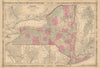 Johnson's New York state map. Albany Troy Rochester Buffalo Syracuse 1865