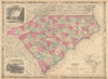 Johnson's North & South Carolina showing counties. Charleston 1865 old map