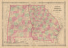 Johnson's Georgia & Alabama. US state map showing counties 1865 old