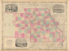 Johnson's Missouri & Kansas. US state map showing counties 1865 old