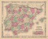 Johnson's Spain and Portugal. Iberia. Gibraltar 1865 old antique map chart