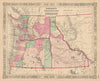 Johnson's Washington, Oregon & Idaho. US state map showing counties 1865