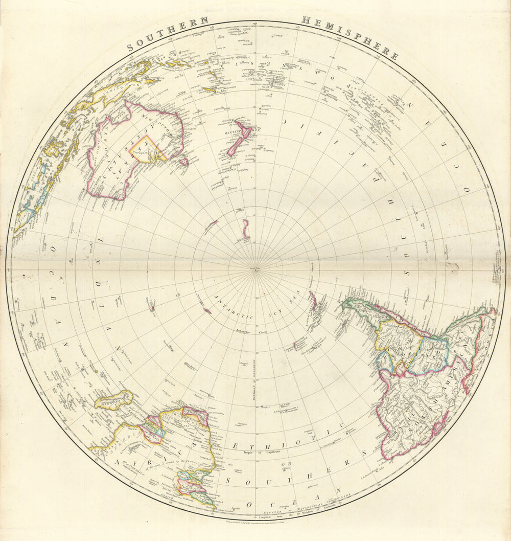 Southern Hemisphere by James Wyld. Australia South Africa/America 1844 old map