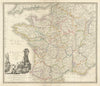 France divided into Provinces by James Wyld 1841 old antique map plan chart