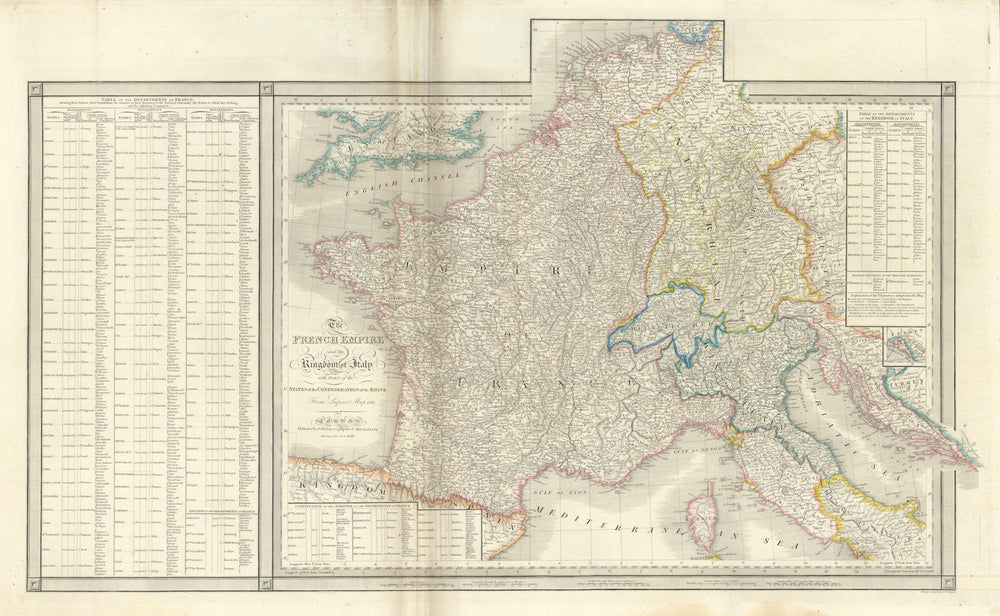 The French Empire & Kingdom of Italy from Lapie's 1811 map. James Wyld 1844