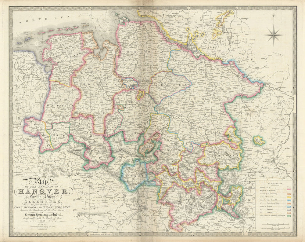 Map of the Kingdom of Hanover with the Grand Duchy of Oldenburg… Wyld 1843