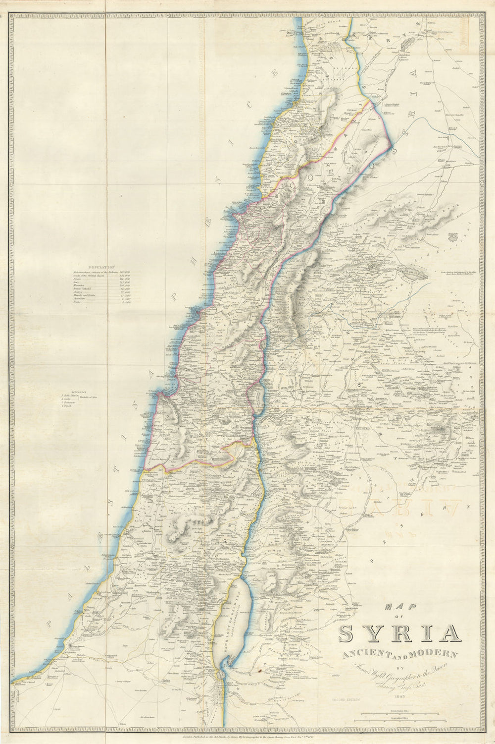 Map of Syria, Ancient & Modern by James Wyld. Israel Palestine Lebanon 1843