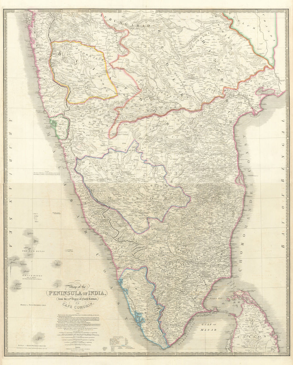 Map of the Peninsula of India from the 19th degree… Wyld. 2 sheets 1842