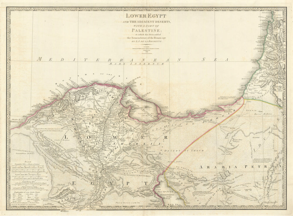 Lower Egypt & the adjacent deserts with a part of Palestine… James Wyld 1843 map
