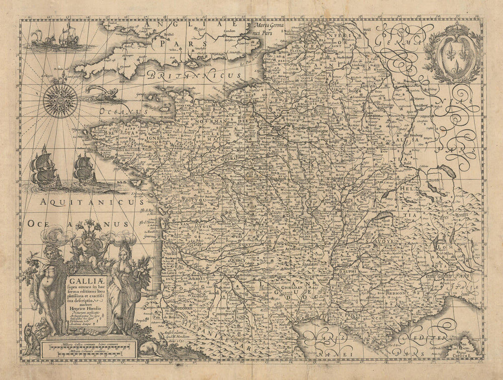 Galliae supra omnes in hac forma editiones locu pletissima… Hondius c1631 map