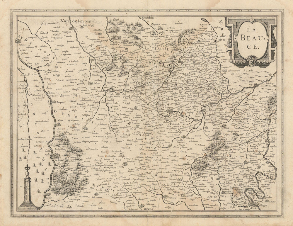 La Beauce. Eure-et-Loir, Loiret, Essonne & Loir-et-Cher. Janssonius c1631 map