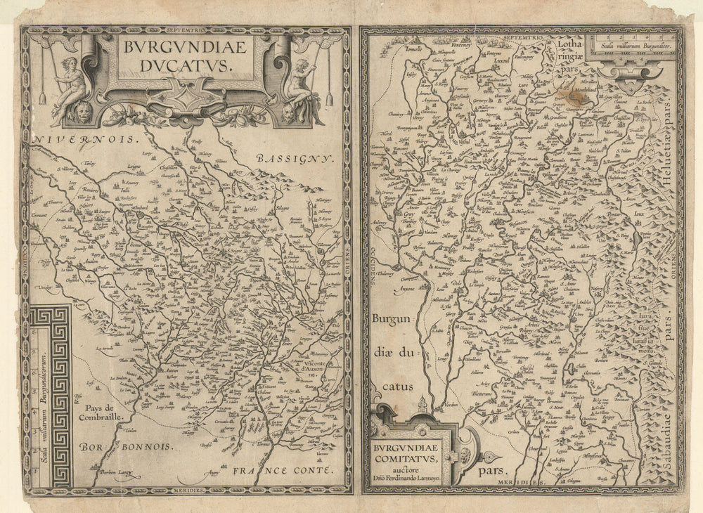 Burgundiae Ducatus & Comitatus. Duchy & County of Burgundy by Ortelius c1612 map